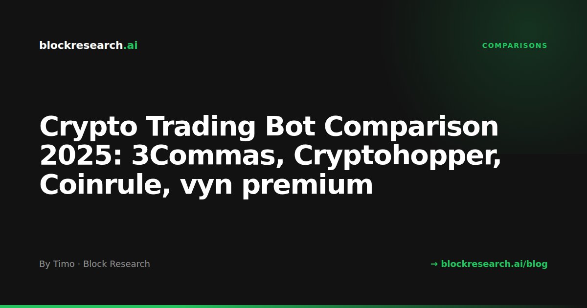 Crypto Trading Bot Comparison 2025: 3Commas, Cryptohopper, Coinrule, vyn premium