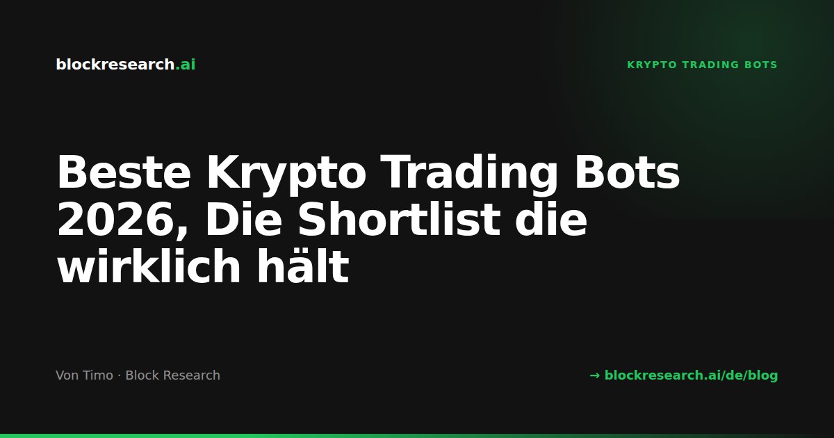 Beste Krypto Trading Bots 2026, Die Shortlist die wirklich hält
