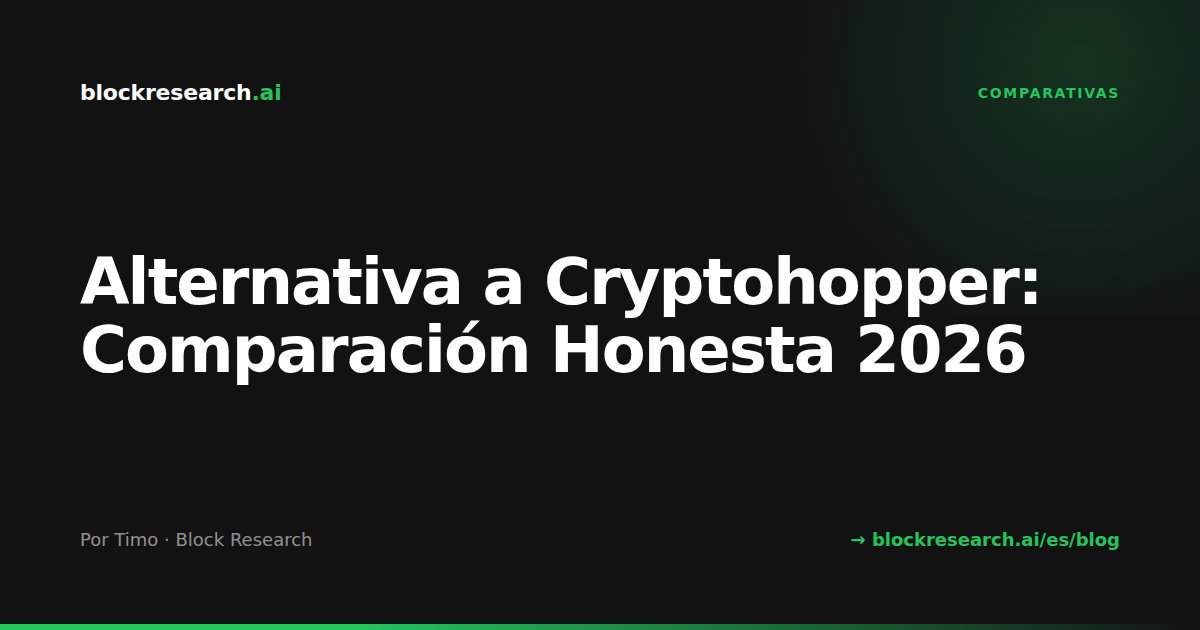Alternativa a Cryptohopper: Comparación Honesta 2026